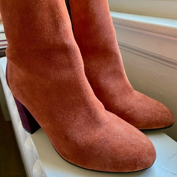 ASOS DESIGN Resilient Color Block Suede Boots Rust/Purple - Size 8.5 - Picture 7 of 7